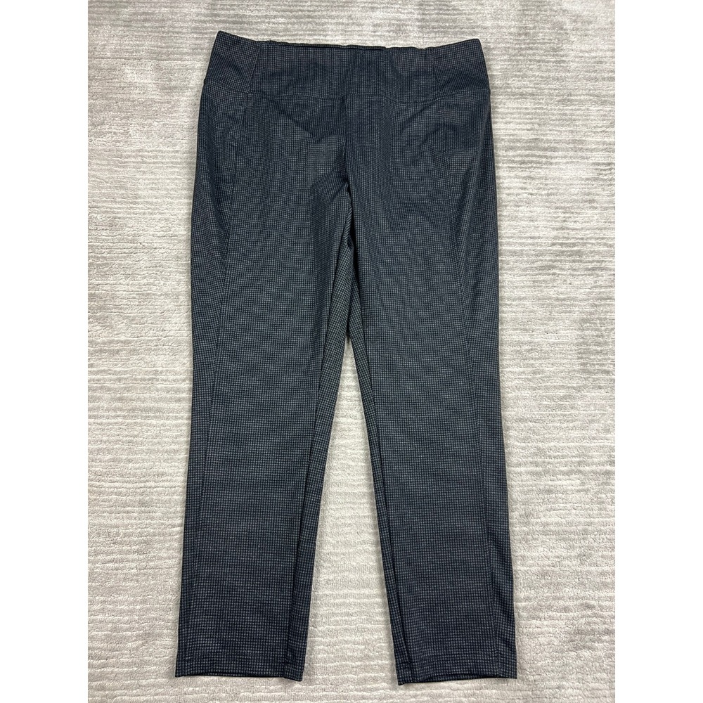 Ava & Grace Pants Women 1X Grey Houndstooth Pull On Tapered Leg Stretch Trousers